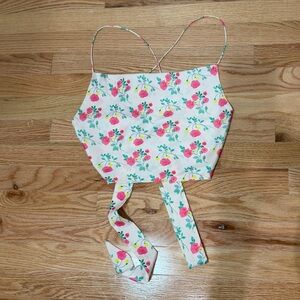 ZARA Floral Cowl Neck Crop Top – Size XS